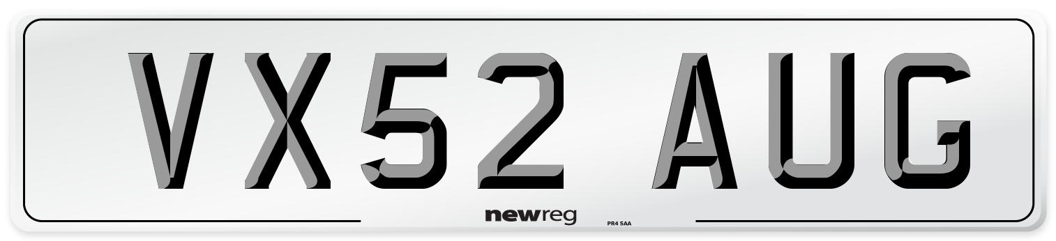 VX52 AUG Number Plate from New Reg